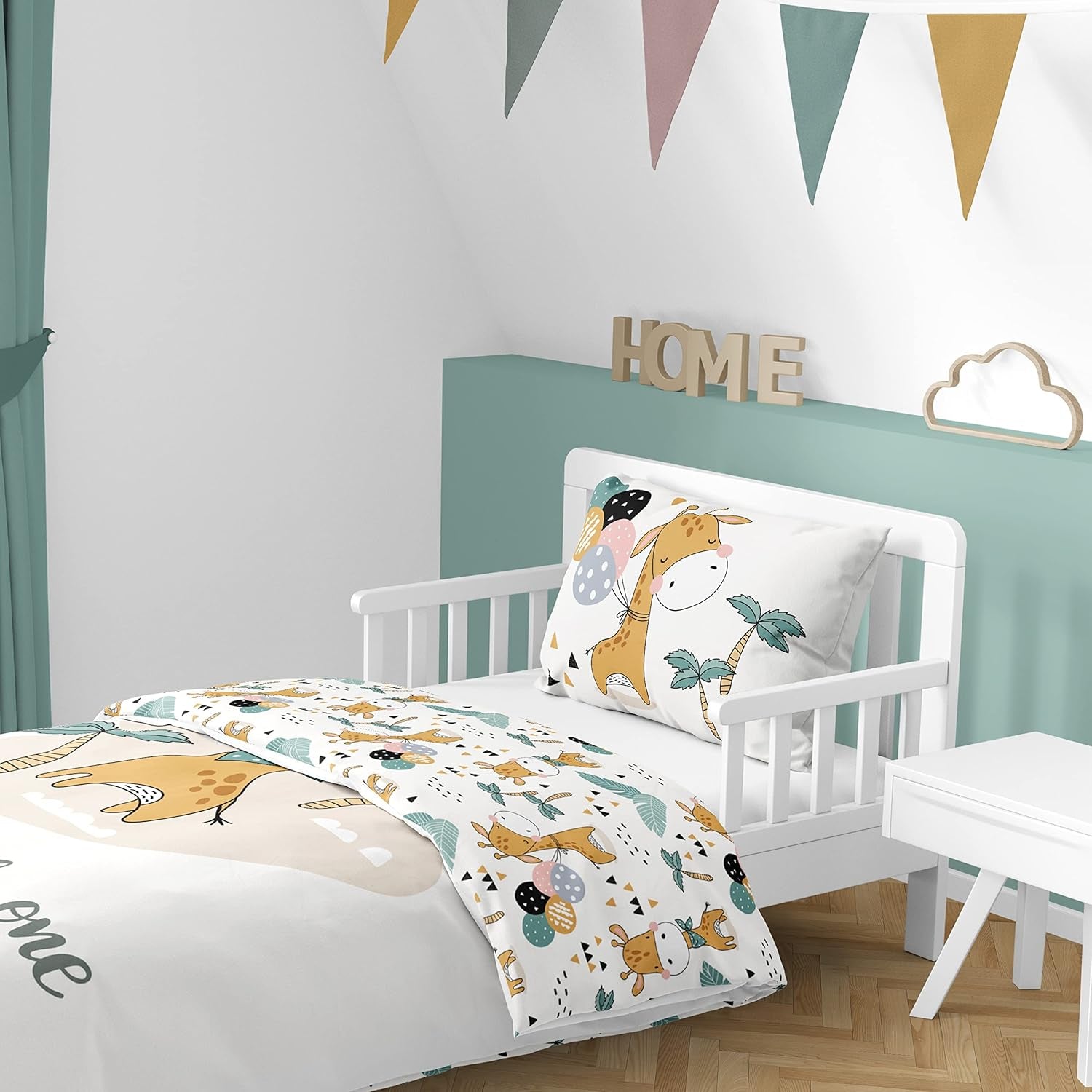 Lenjerie de pat pentru baieti, diverse motive, 100% bumbac Lenjerie de pat - copii Naty Shop Girafe
