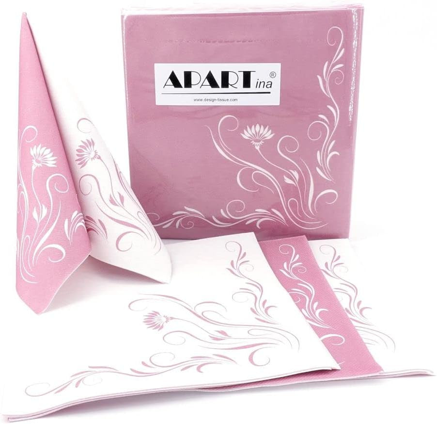 Șervețele Apartina Elegantia 40X40 Cm Fabric-Like Airlaid, șervețel de nuntă de înaltă calitate, șervețele de nuntă Fabric-Like șervețele de unică folosință pentru diferite ocazii (Dusky Pink)