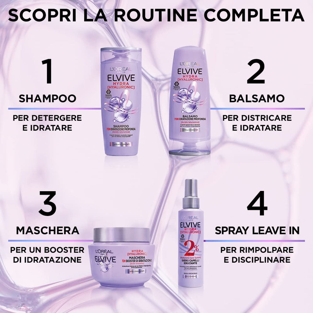 L'Or?al Paris Elvive Hydra Hyaluronic Maschera 72H Booster di Idratazione 300 ml Masca de par Naty Shop