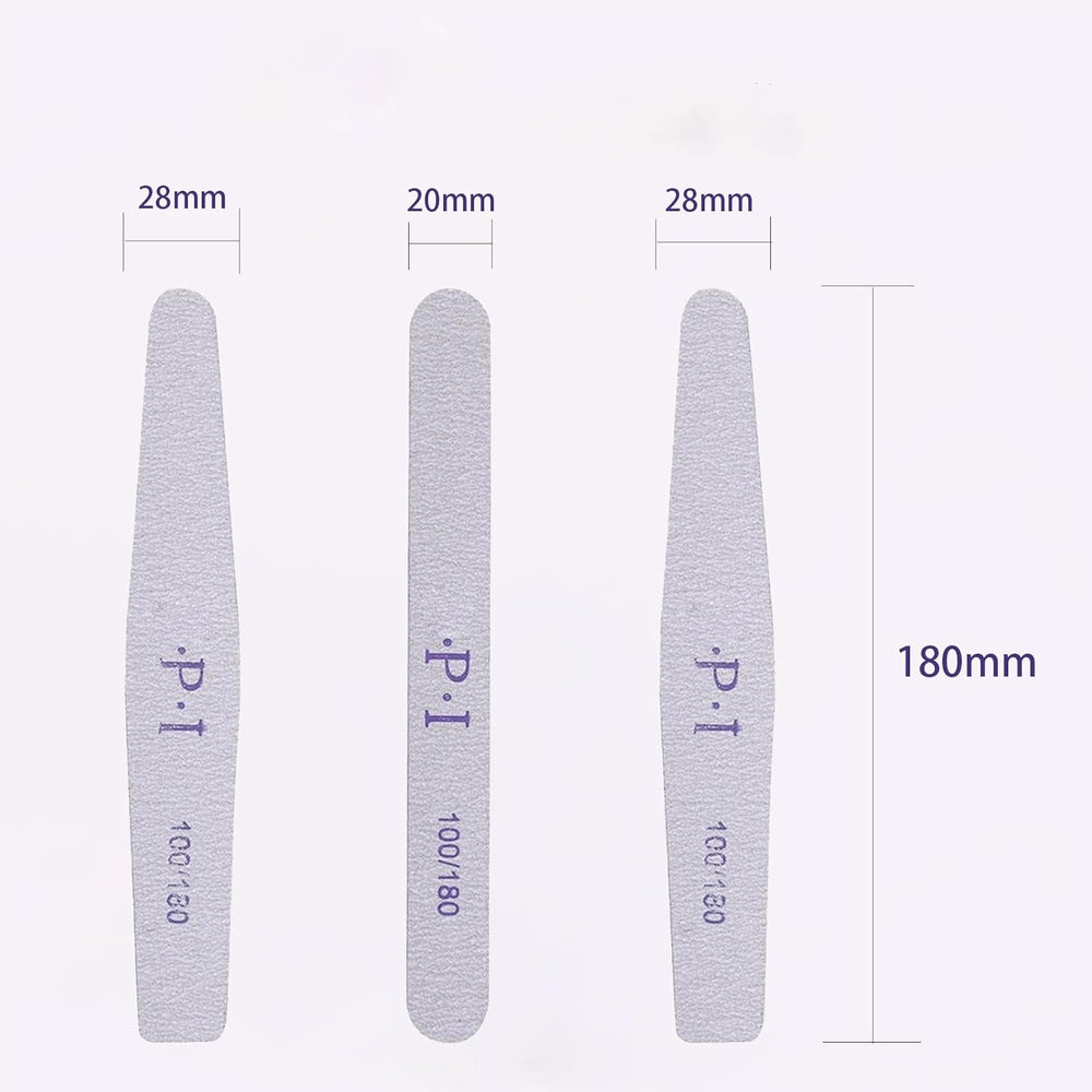 Set de 3 pile de unghii, pile de unghii pentru unghii cu gel, accesorii pentru unghii cu gel rezistente la uzură și lavabile, pilă de unghii profesională 100/180 cu 3 forme, albă