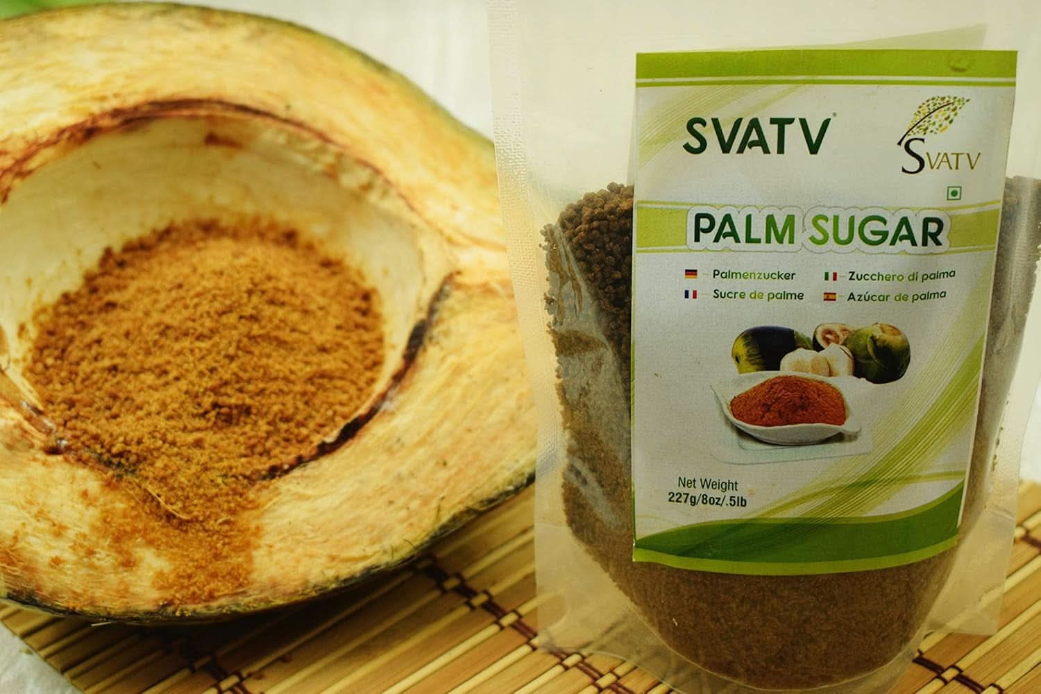 SVATV Pudră de zahăr brun de palmier, 227 grame Indulcitori Naty Shop