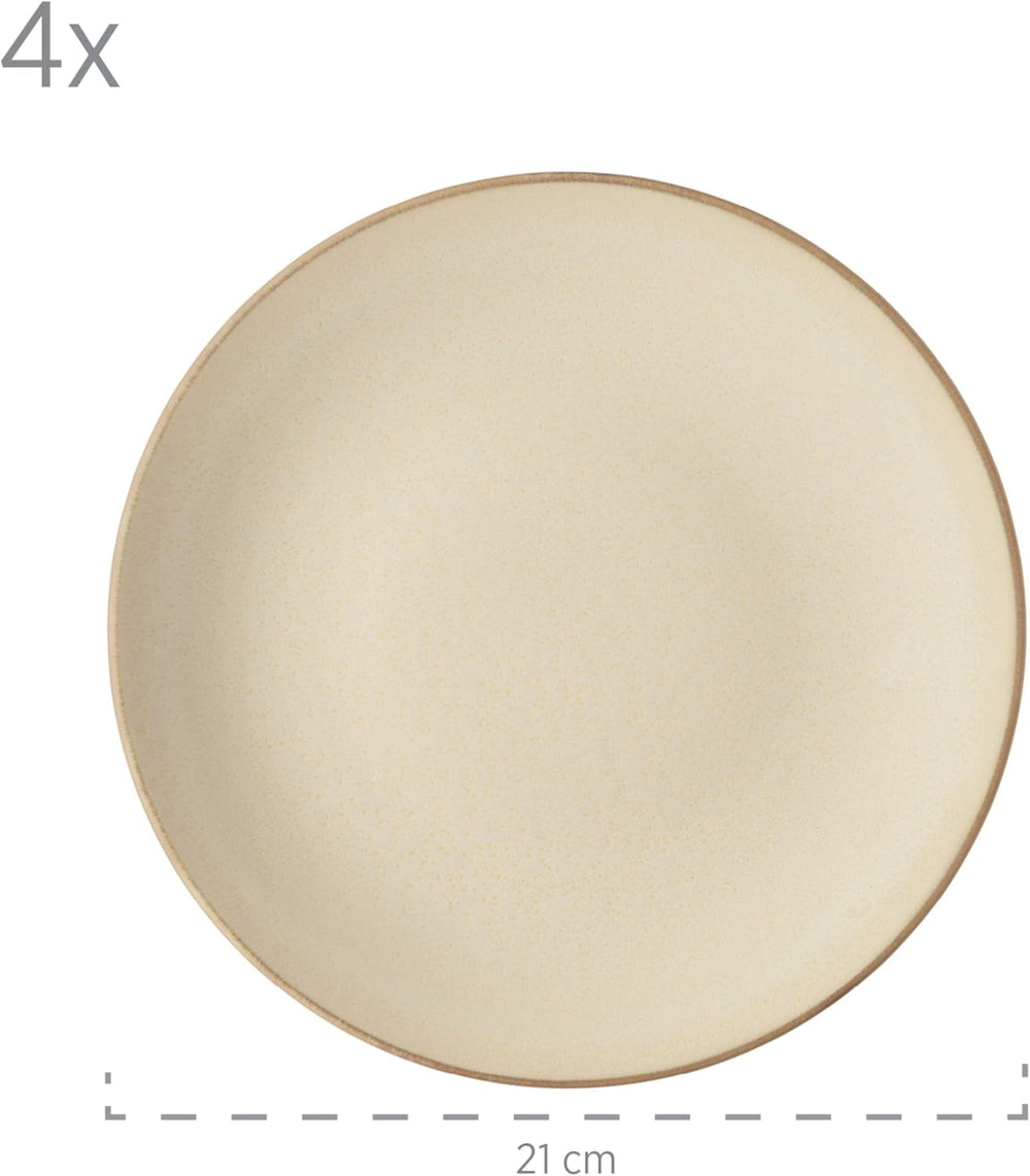 Set de veselă MÄSER 931736 pentru 4 persoane în aspect vintage mediteranean, serviciu combinat cu 16 piese în gri nisipos, ceramică, gri nisipos