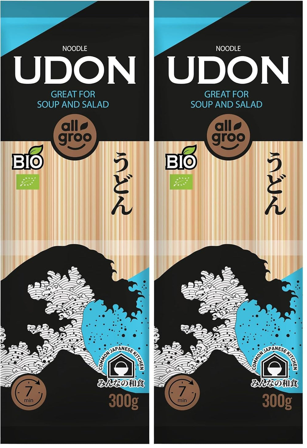 Tăiței de grâu organici Allgroo, Udon, CN-BIO-154-1 x 300 g