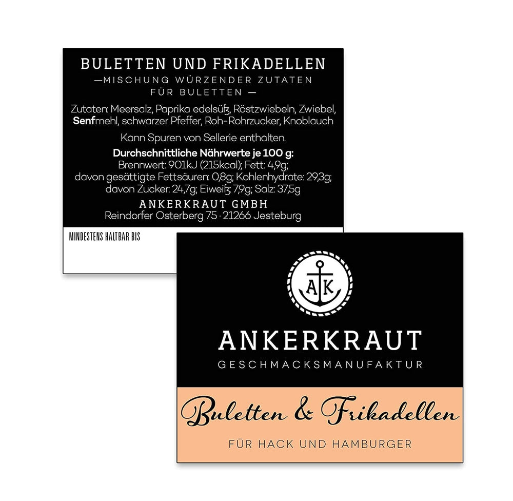 Ankerkraut Buletten & Fleischpflanzerl, Gewürzmischung für Buletten und Frikadellen, 250g im aromadichten Beutel
