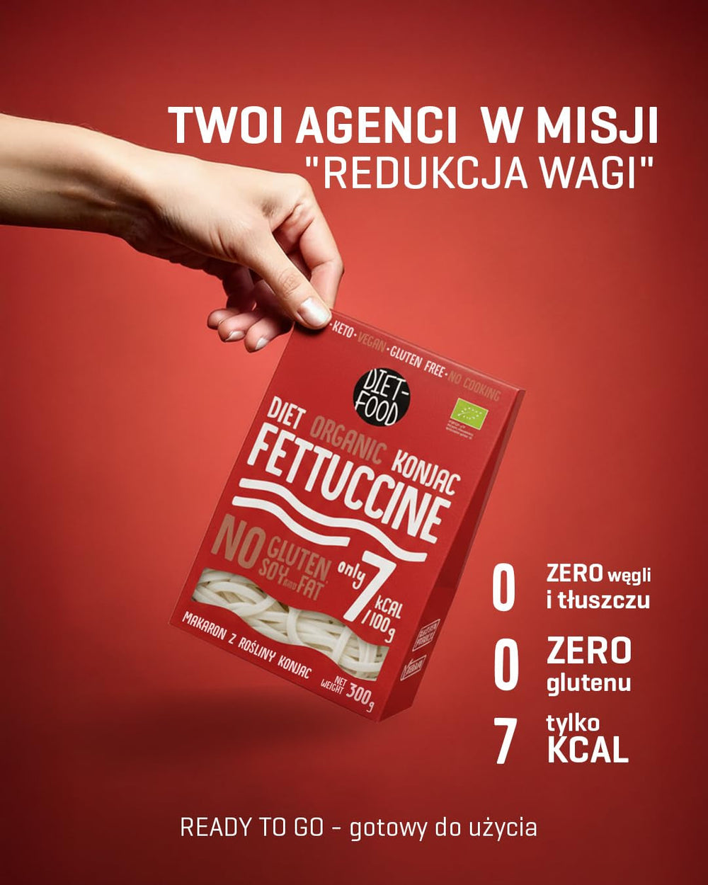 Tăiței Fettuccine Konjac Bio Shirataki Diet-Food - 300g, cu conținut scăzut de carbohidrați, fără zahăr, keto, vegan, cu conținut scăzut de calorii, fără gluten și fără ouă, preparați din făină de Konjac