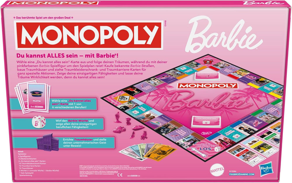 Ediția Barbie, jocul de societate clasic inspirat de lumea viselor lui Barbie și de aventurile ei, este un joc original pentru copii și adolescenți.
