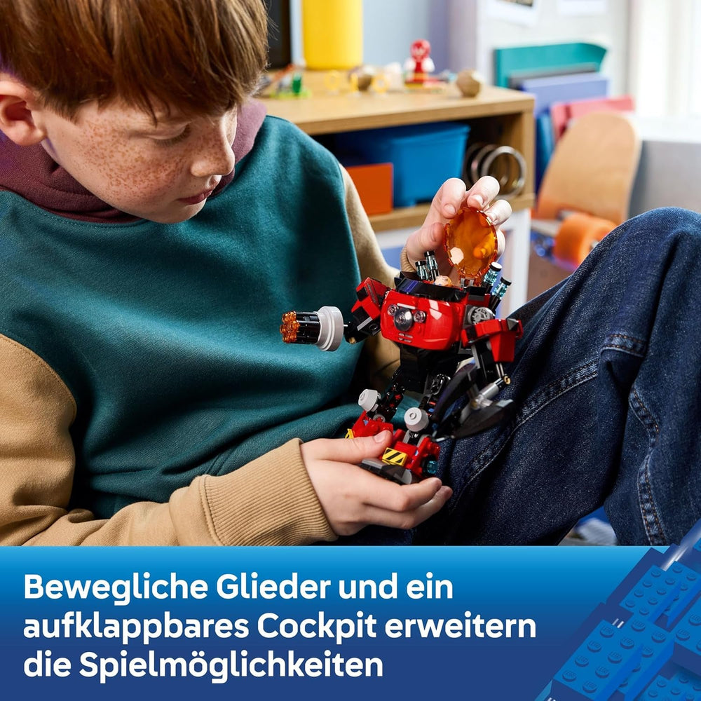 LEGO Sonic the Hedgehog Knuckles vs. Dr. Eggmans Egg Crusher Mech - Kreatives Spielzeug mit 2 Minifiguren, Ringe & Chaos Emeralds - Gamer Geschenk Jungen & Mädchen ab 8 Jahren - 77005