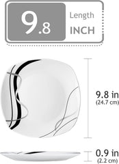 Set de farfurii din porțelan VEWEET FIONA pentru 6 persoane, Ø 24,7 cm, include farfurii pentru desert, farfurii pentru paste, farfurii pentru tort și farfurii pentru micul dejun, potrivit pentru cuptorul cu microunde și mașina de spălat vase
