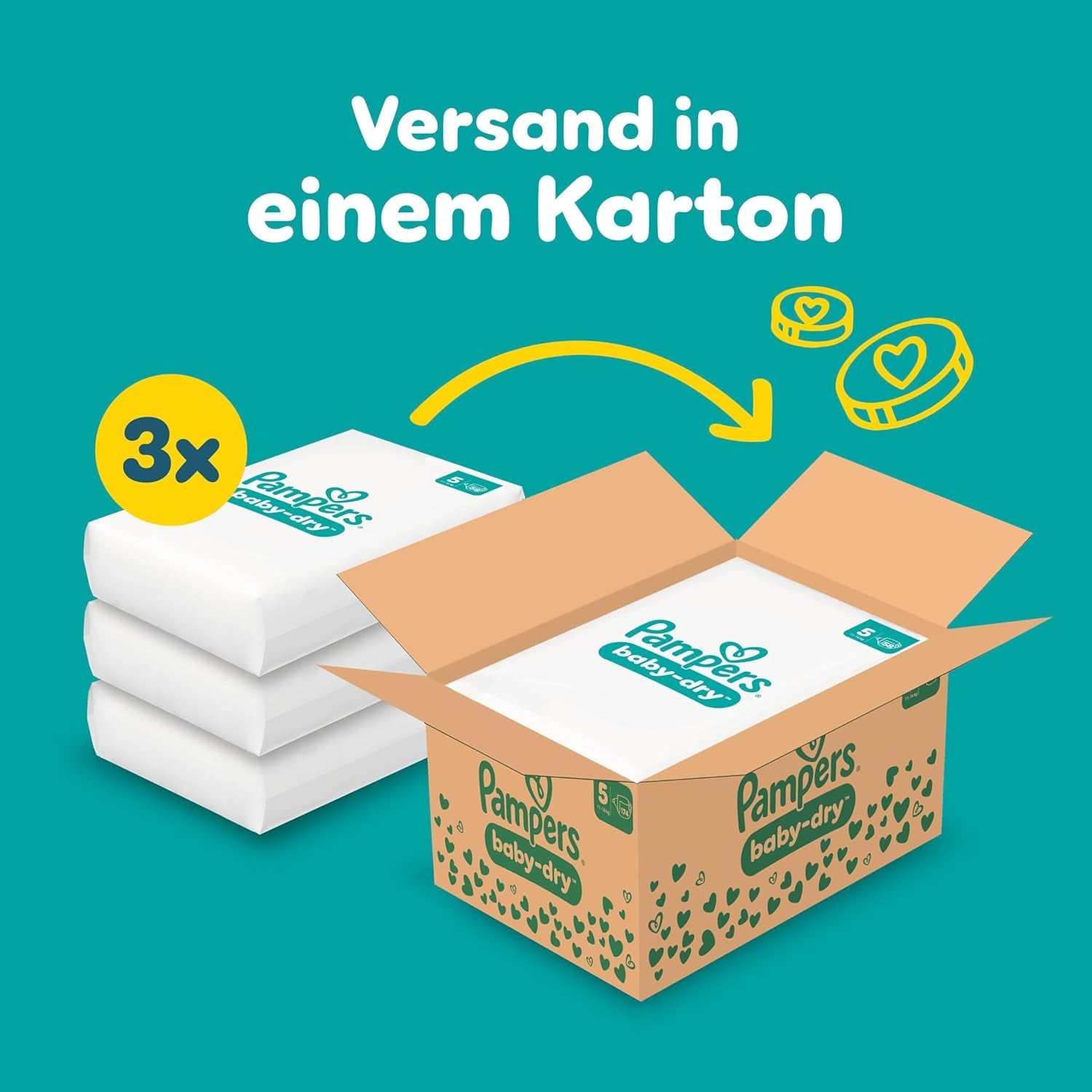 Scutece Pampers Baby-Dry mărimea 5, 174 de scutece, 11 kg - 16 kg, protecție împotriva scurgerilor de până la 100% și confort toată noaptea