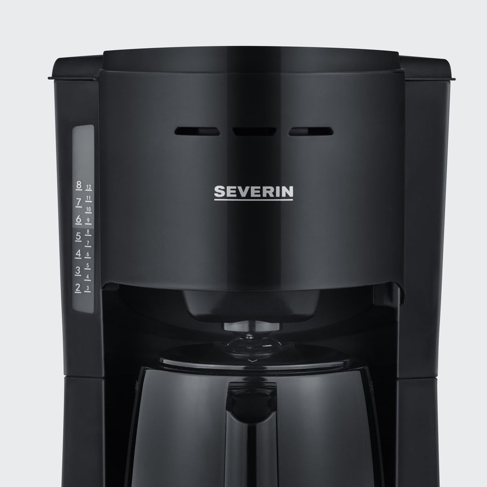 Aparat de cafea cu filtru SEVERIN cu carafă termică, aparat de cafea pentru până la 8 cești, aparat de filtru atractiv cu carafă izolată, negru, 1 litru, KA 9306