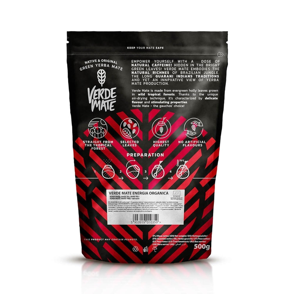 Verde Mate Green Orgánica Energia Guarana 500G | Ceai Yerba Mate organic din Brazilia | Conținut natural de cofeină | Ceai Mate organic