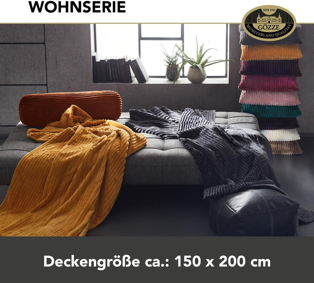 Covor de living Gözze în aspect de catifea, 150 X 200 cm, lână albă, 40067-00-150200 Paturi si Cuverturi Besuche den GÃ¶zze-Store