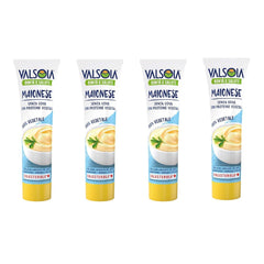 Maioneză pe bază de plante din soia, fără ouă, ideală pentru vegani și vegetarieni, versatilă în bucătărie, 4 x 150 ml