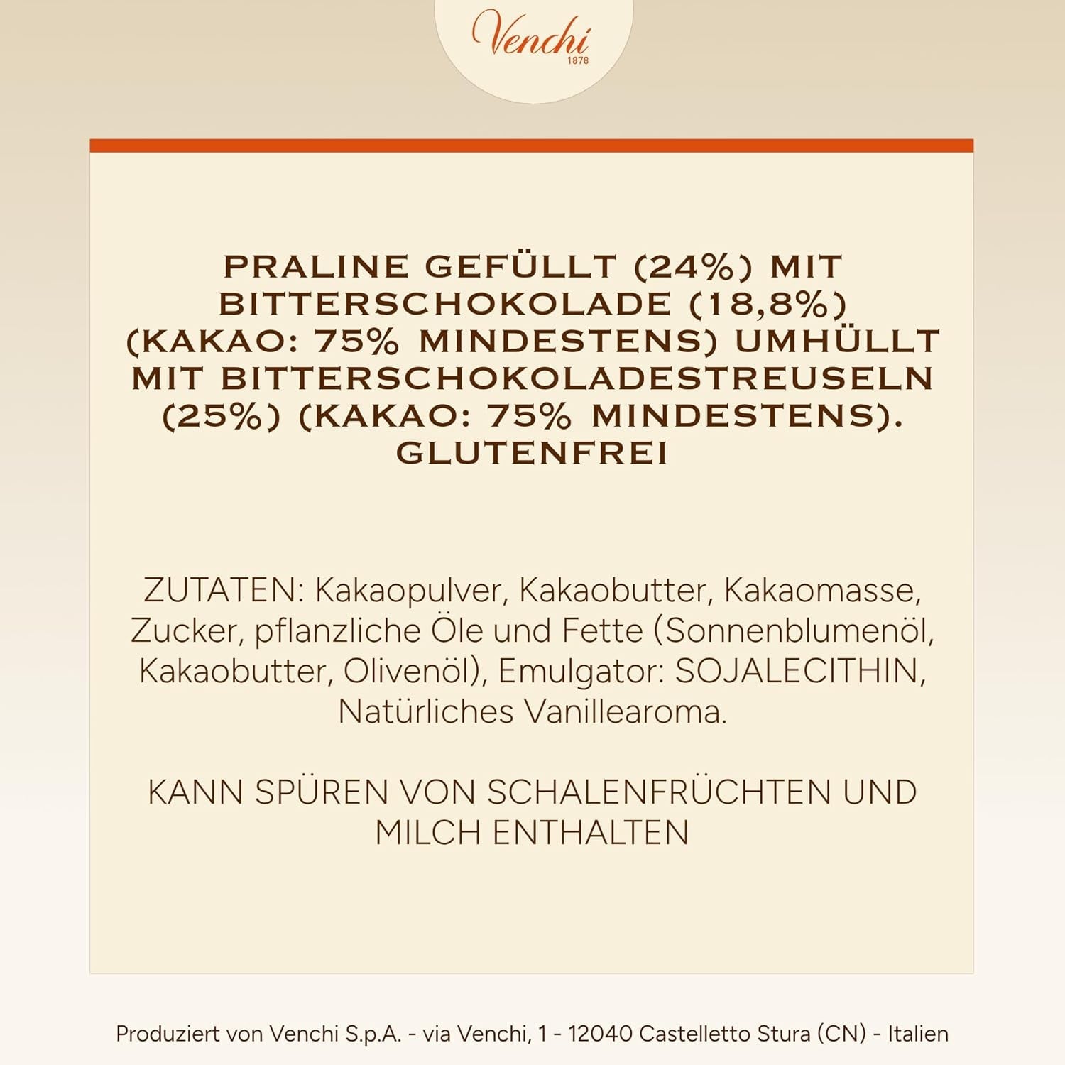Venchi - Cuburi Chocoviar 75% - Praline cu umplutură "Cuor di Cacao", ciocolată neagră extra și granule Chocoviar 75% - pachet vrac de 1 kg - Vegan - Fără gluten
