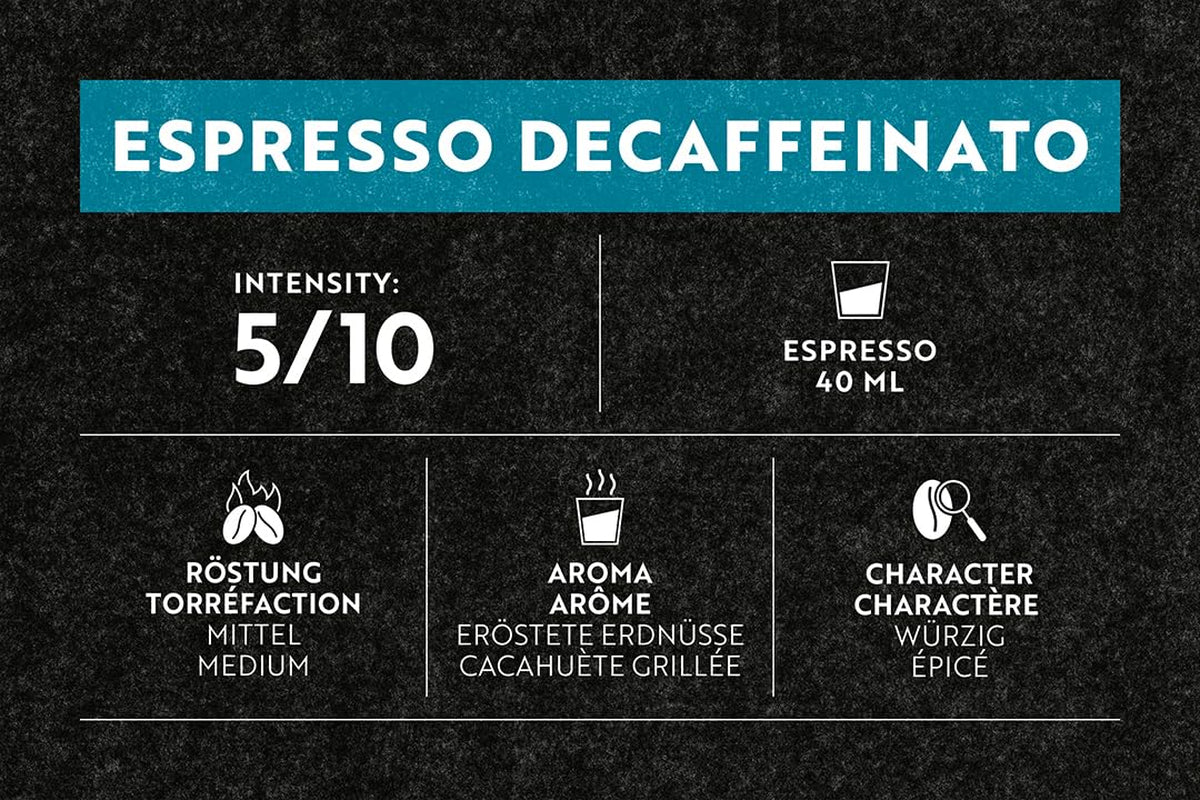 Café Royal Espresso Decaffeinato 36 Kapseln für Nespresso Kaffee Maschine - 5/10 Intensität - UTZ-zertifiziert Kaffeekapseln aus Aluminium (Packung mit 2)