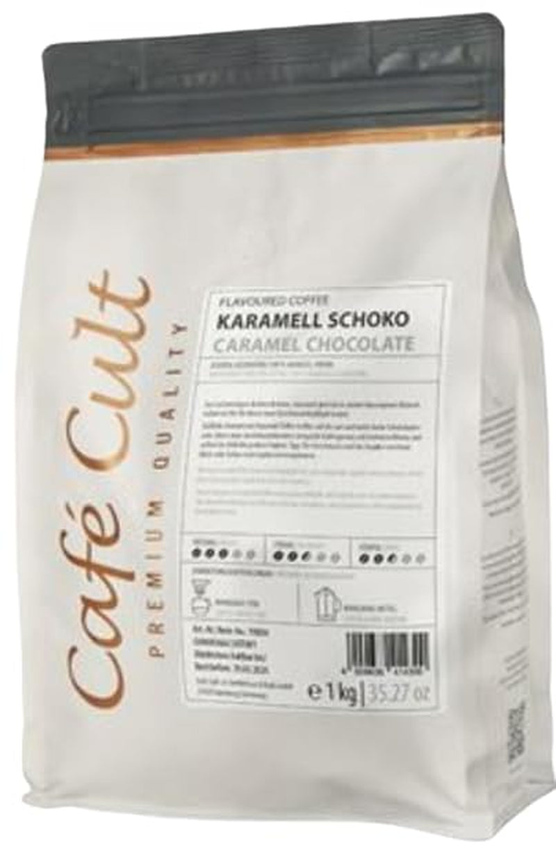 ® Cafea Caramel Ciocolată la pungă de 1 kg, cu aromă de boabe întregi