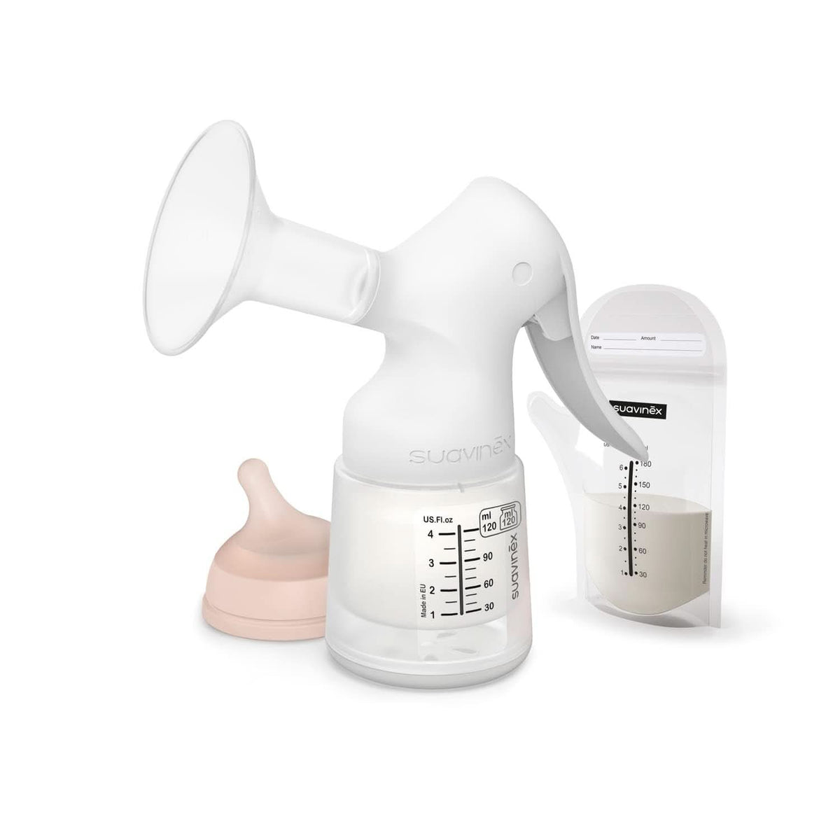 Suavinex, Materna pompă de sân, 120 ml, cu debit reglabil Accesorii Hrana si Alaptare Bebe Naty Shop