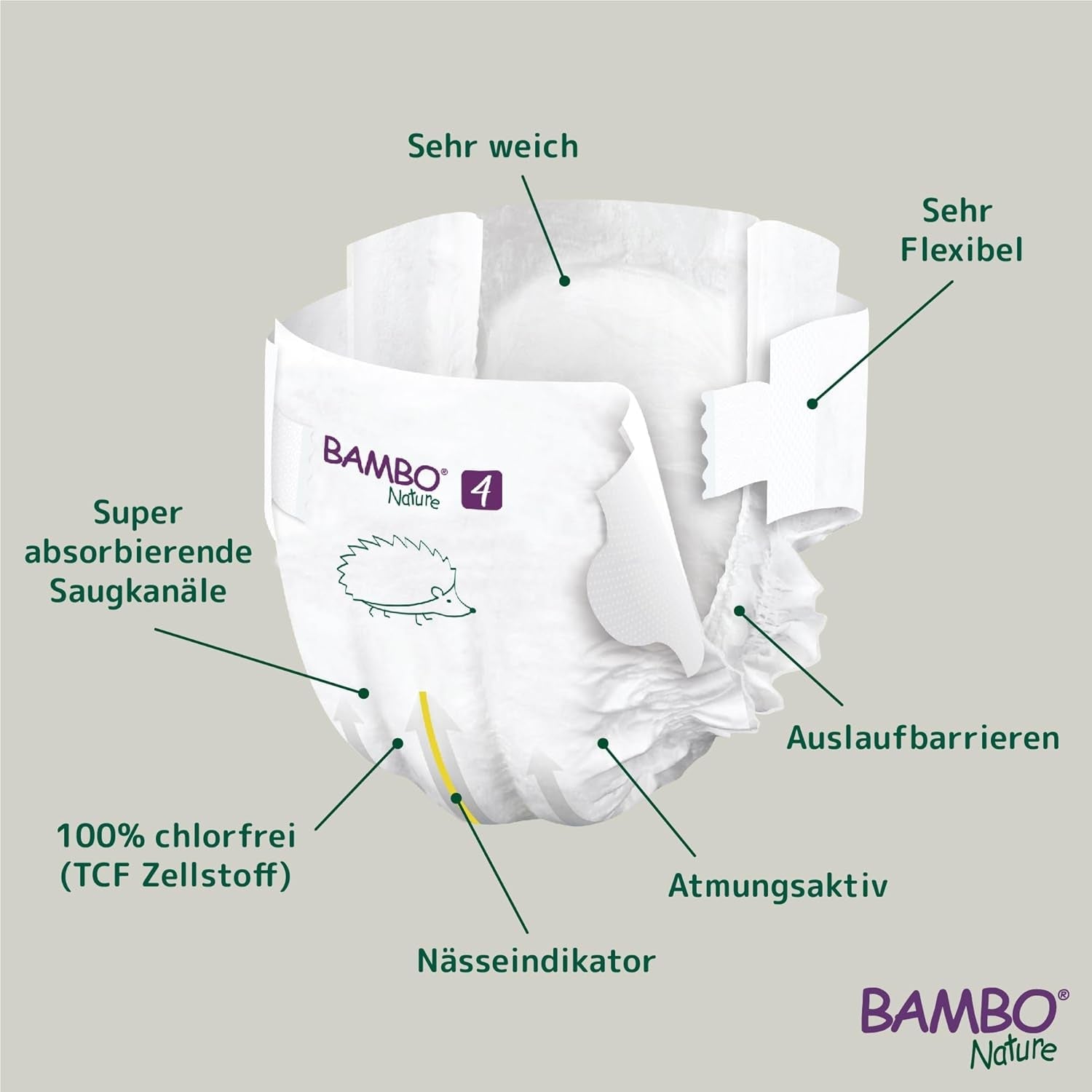 Scutece pentru bebeluși Bambo Nature, mărimea 4 (7-14 kg) - 48 bucăți. Scutece premium cu protecție îmbunătățită împotriva scurgerilor | Confort și libertate supreme pentru copiii activi | Scutece testate dermatologic