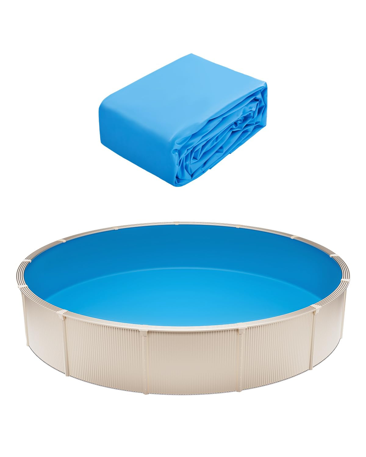 VEVOR Runde Poolfolie, φ350x120 cm, Innenfolie, Ersatzfolie, Innenhülle, Schwimmbadfolie Unibead-Stil Standard-Vinylfolie, verschleißfest, für Aufstellpools mit 120 cm Wandhöhe, einfarbig