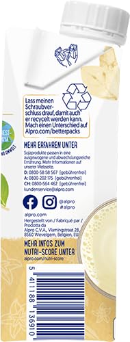 Alpro Sojadrink, Vanillegeschmack, Pflanzlicher Drink, Vegan, Laktosefrei, Glutenfrei, UHT, 15x250ml, 15er Pack