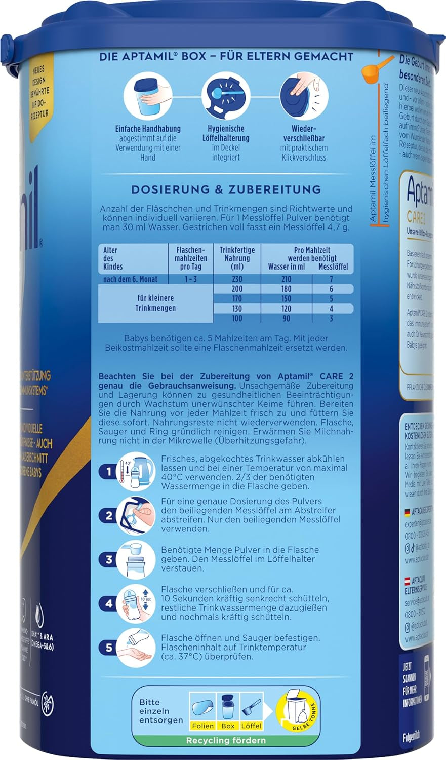 Aptamil Care 2 – Potrivit și pentru bebelușii născuți prin cezariană – 1 x 800 g