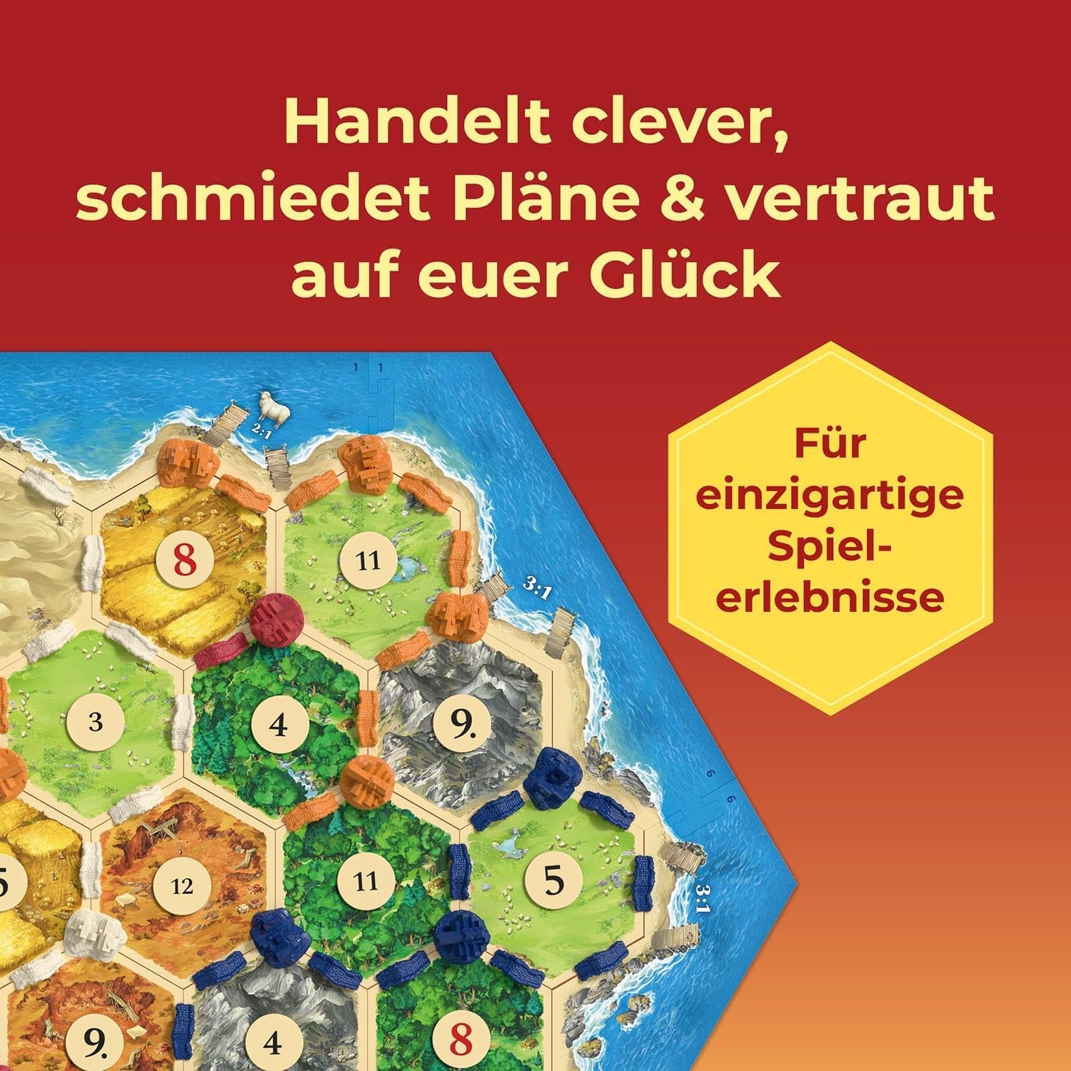 KOSMOS 684655 Catan - Jocul, Coloniștii din Catan, Joc de strategie pentru 3-4 jucători cu vârsta de 10 ani și peste, Joc de societate clasic, Joc de familie, Joc de petrecere
