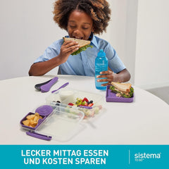 Sistema Bento Box TO GO lunch box cu compartimente | 1.25 L lunch box cu recipient pentru iaurt/fructe | pentru copii și adulți l | BPA-free | Minty Teal [21685-8T], verde mentă Cutii depozitare alimente Naty Shop