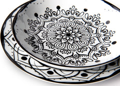 Excelsa Boheme Noir Teller-Set, 18-teilig, Porzellan, Schwarz