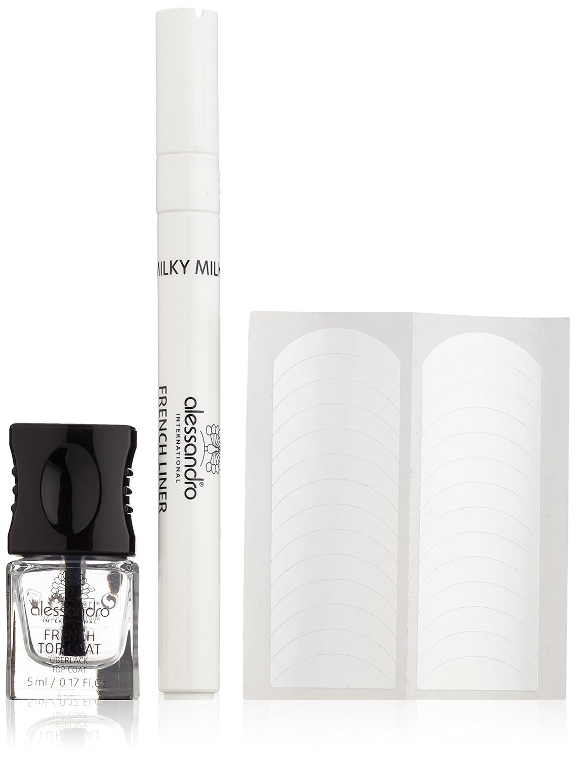 Set de lacuri French Liner alessandro Effect, alb lăptos, pachet de 1 (1 x 5 ml + 3,2 ml)