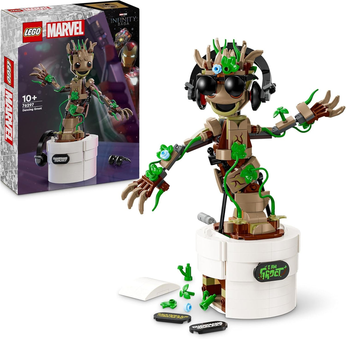 LEGO | Marvel Tanzender Groot - Animierte Minifigur eines Charakters aus Guardians of the Galaxy - Interaktives Spielset - Kreatives Spielzeug - Superhelden Geschenk für Jungen und Mädchen - 76297