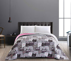 Decoking 32350 Cuvertură de pat 220X240 Cm Cuvertură de pat din microfibră cu două fețe ușor de întreținut Bej Maro deschis Maro cacao Gri Oțel Antracit Grafit Negru Alb Roz Pisici Invazia pisicilor Paturi si Cuverturi Besuche den DecoKing-Store