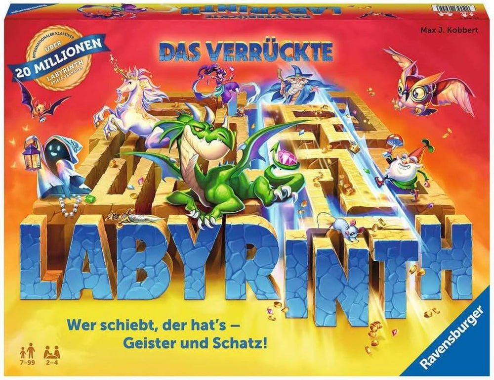 Ravensburger Family Game 26955 - Labirintul Nebun - Joc de Petrecere - Joc clasic pentru 2-4 jucători, joc de societate pentru vârste de 7 ani și peste