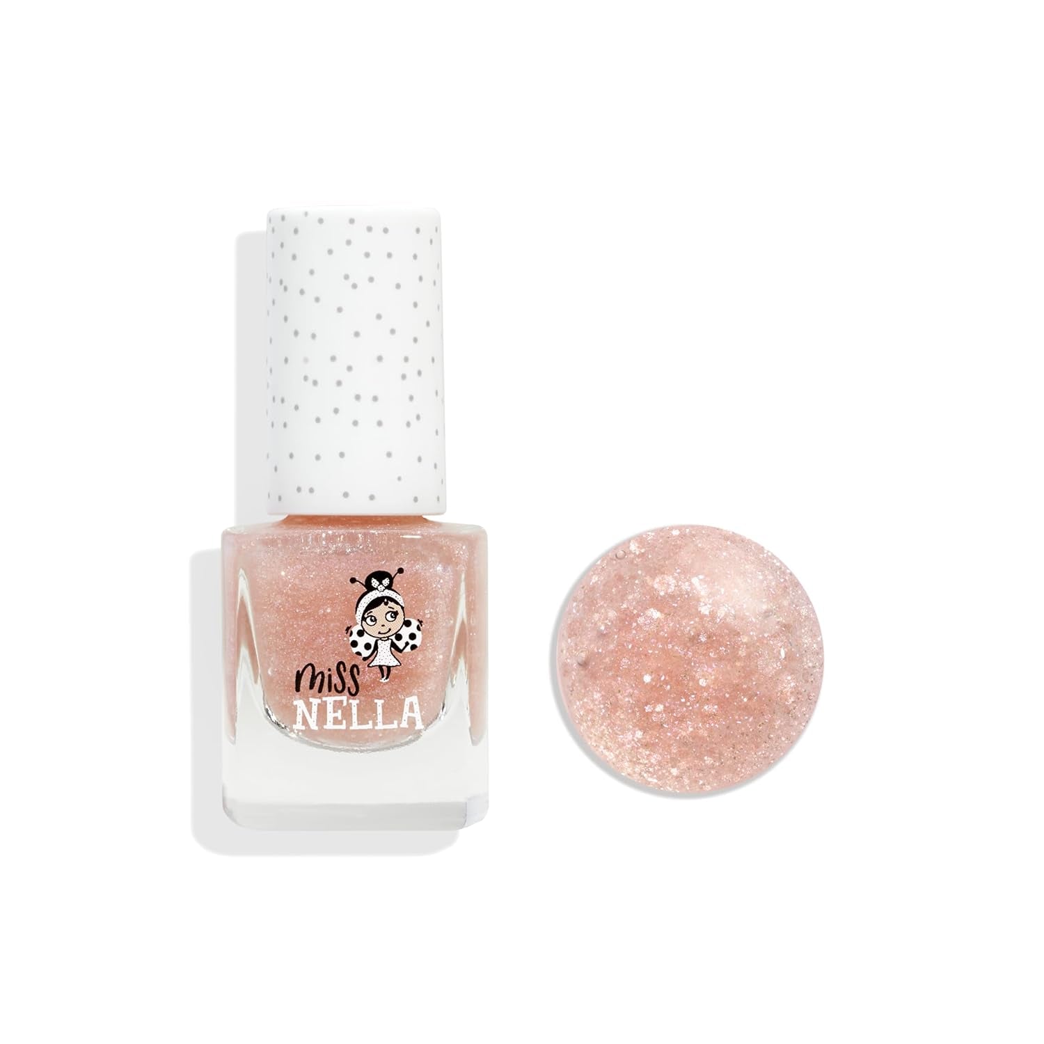 Set de ojă cu sclipici Miss Nella Magic Collection, 4 piese: roz, roșu, auriu și albastru, ojă detașabilă specială pentru copii, non-toxică, pe bază de apă și inodoră