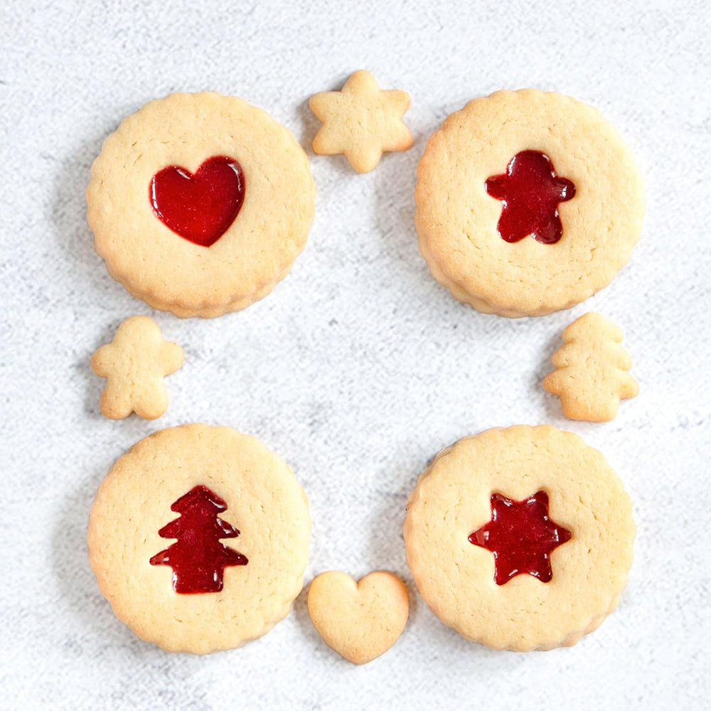 Formă de biscuiți Städter Linzer, omuleț de turtă dulce, ondulată, față-verso, plastic ABS, roșie, diametru: 5,5 cm, înălțime: 3 cm, 954145