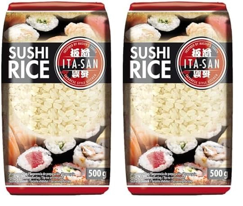 Orez pentru Sushi ITA-SAN, bob rotund, calitate superioară, varietate 100% pură, preparare rapidă și ușoară, vegan, halal, fără gluten (1 x 500 g)