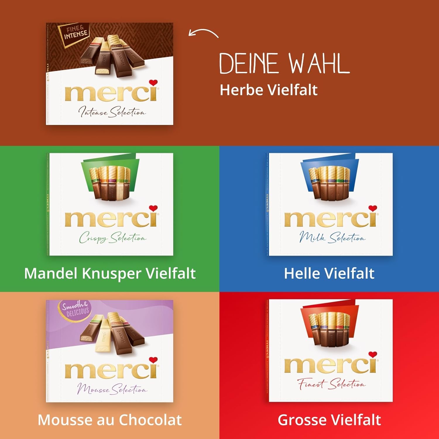 Varietate de ciocolată neagră Finest Selection – 6 x 250g – Specialități rafinate de ciocolată neagră – Praline umplute și neumplute