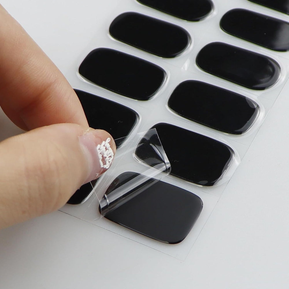 JMEOWIO Nagelfolie UV Härtend Karbon Schwarz Halloween UV Gel Nail Strips Nagelsticker Nagelaufkleber Nail Art Dekoration Nageldesign Zubehör