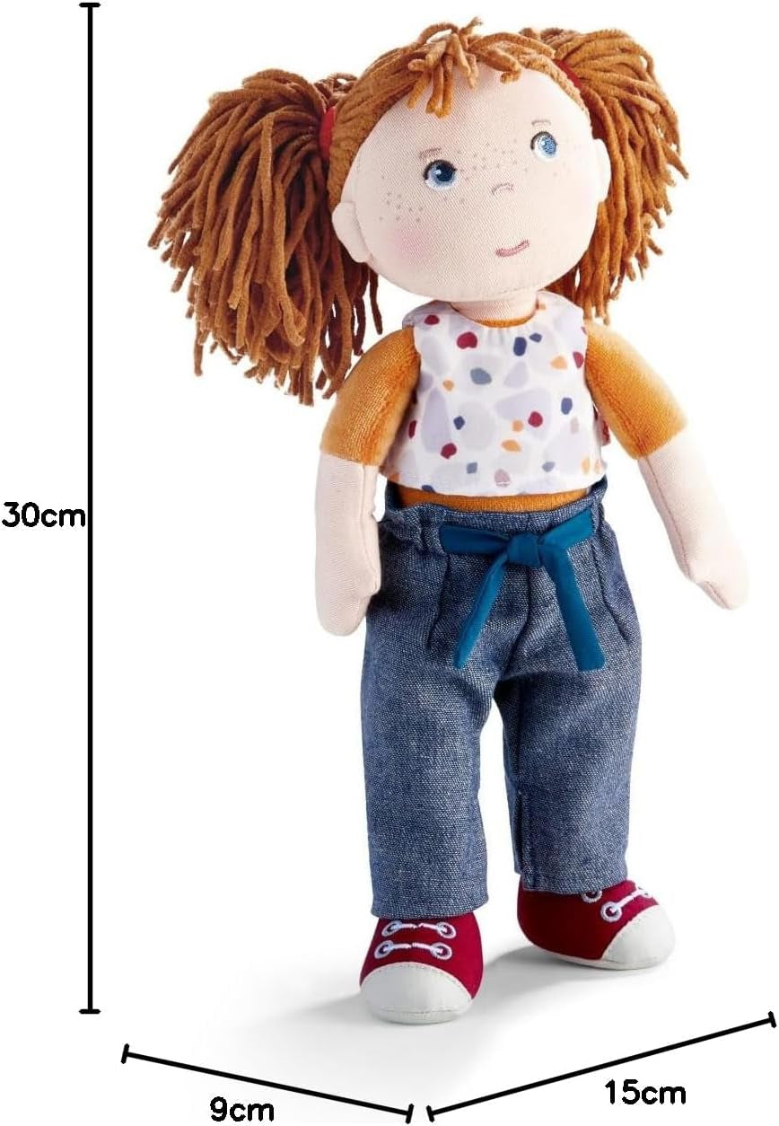 Păpușa HABA Malou - păpușă moale de 30 cm înălțime pentru joacă și îmbrățișare - Materiale moi și lavabile - Alternativă ideală la păpușile de pluș - Potrivită pentru copii de la 1,5 ani - 2010818001
