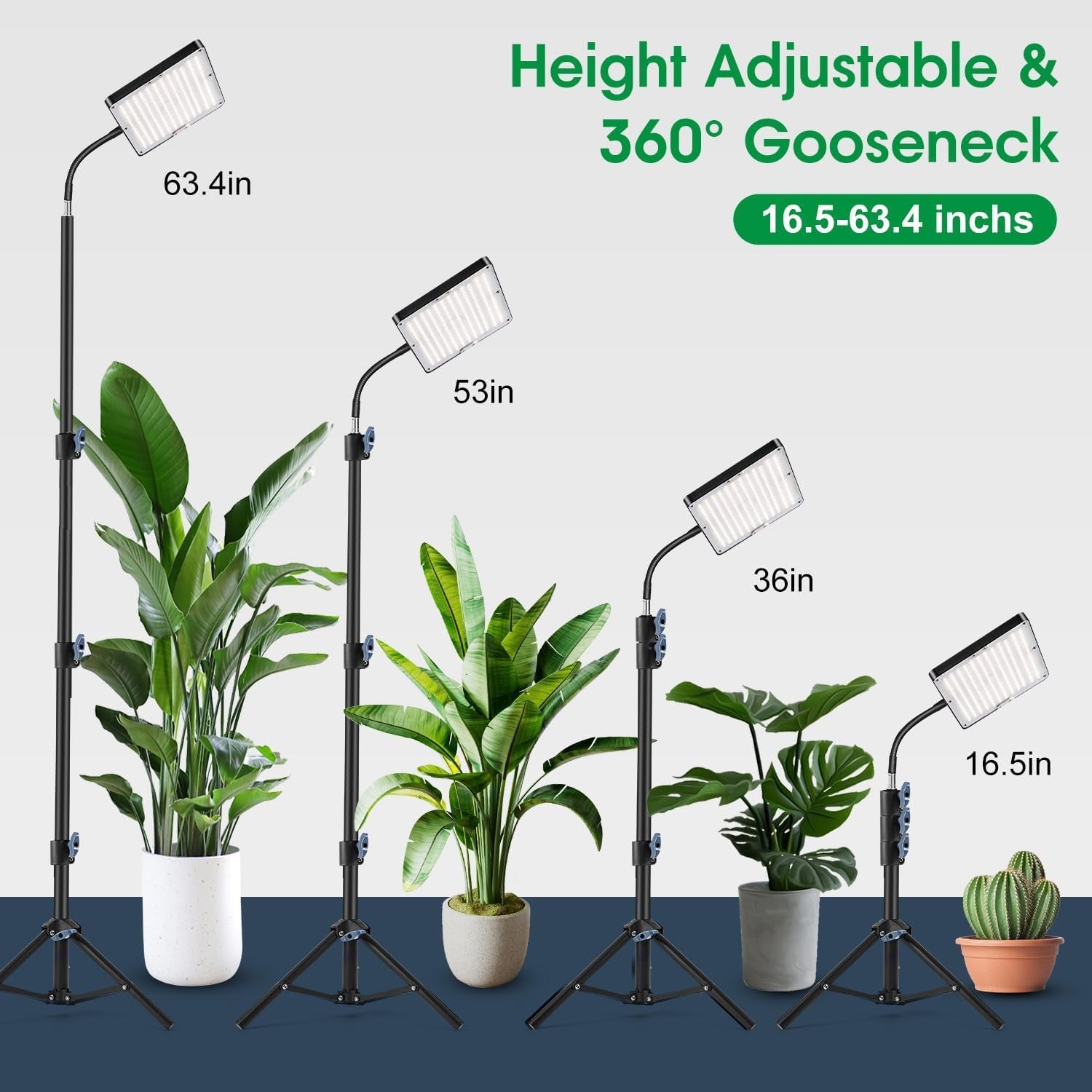Lampă LED cu spectru complet pentru plante cu suport reglabil, 246 de LED-uri cu temporizator și 9 niveluri de luminozitate, lumină pentru plante pentru legume înflorite, hidroponie și semințele, pentru începători și grădinari de interior