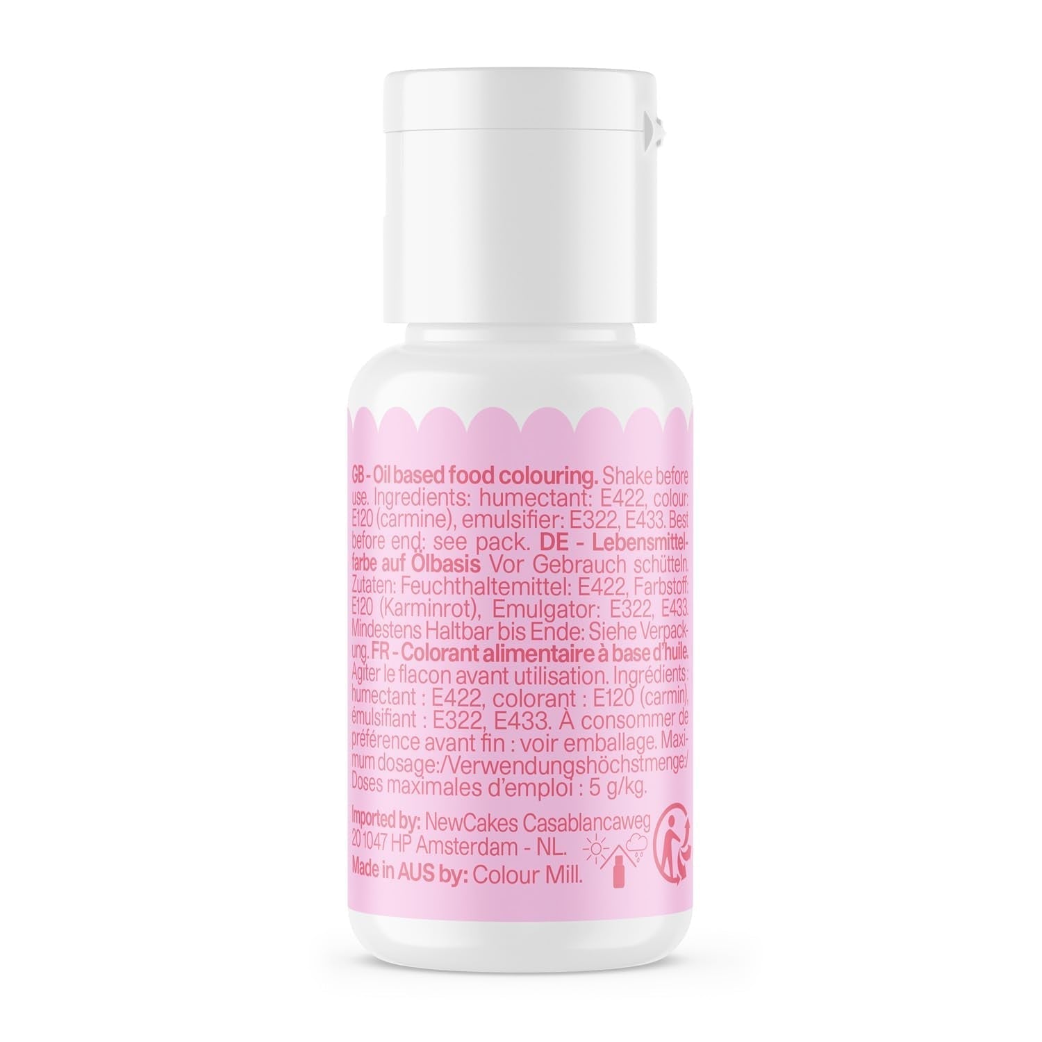 Colorant alimentar pe bază de ulei Colour Mill, amestec de ulei roz pal - Colorant alimentar pentru ciocolată, fondant, brioșe, prăjituri, copt, macaroane - Colorant alimentar pentru decorarea torturilor - 100 ml