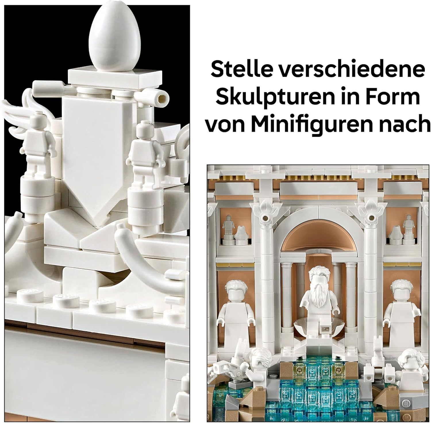 LEGO Architecture Trevi-Brunnen - Modell eines Wahrzeichens von Rom mit Minifiguren Skulpturen - Sammlerstück für das Büro und Wohnzimmer - Geschenk für Erwachsene und Architekturliebhaber 21062