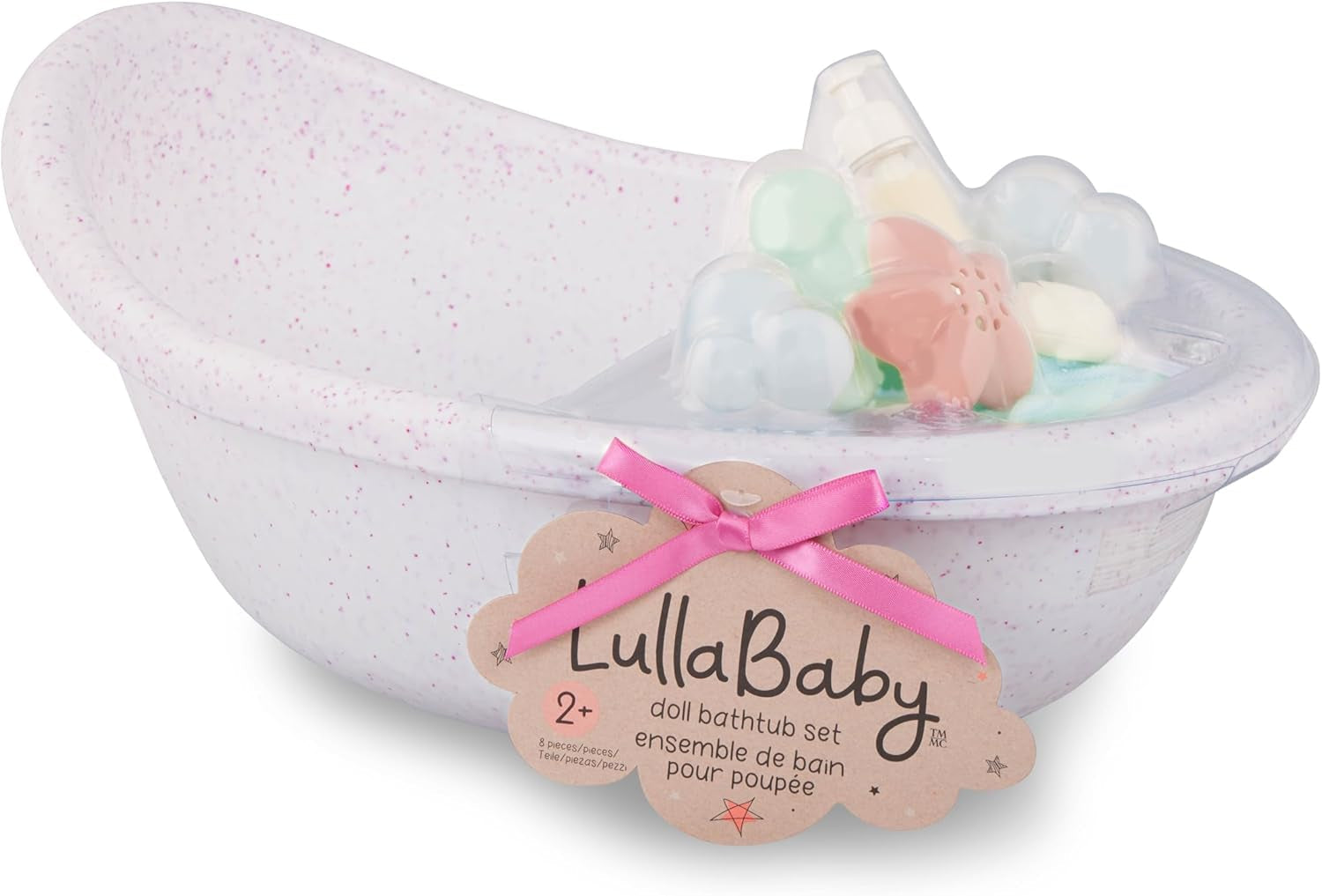 LullaBaby – Cădiță de baie pentru păpuși – Set de baie – Jucărie de baie – Accesorii pentru păpuși – Jocuri realiste cu apă – Copii 2 ani +