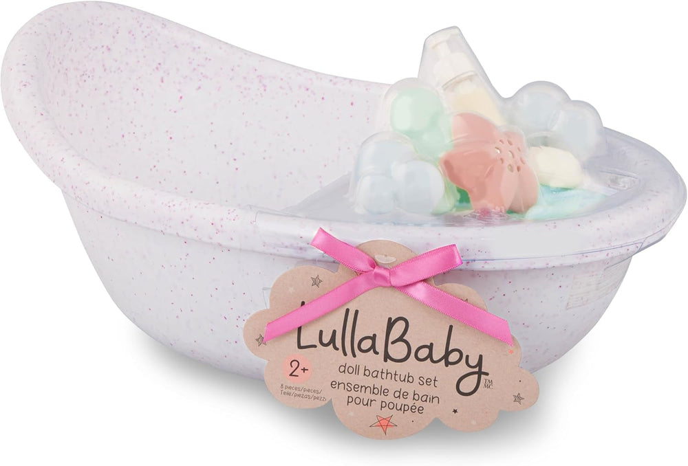 LullaBaby – Cădiță de baie pentru păpuși – Set de baie – Jucărie de baie – Accesorii pentru păpuși – Jocuri realiste cu apă – Copii 2 ani +
