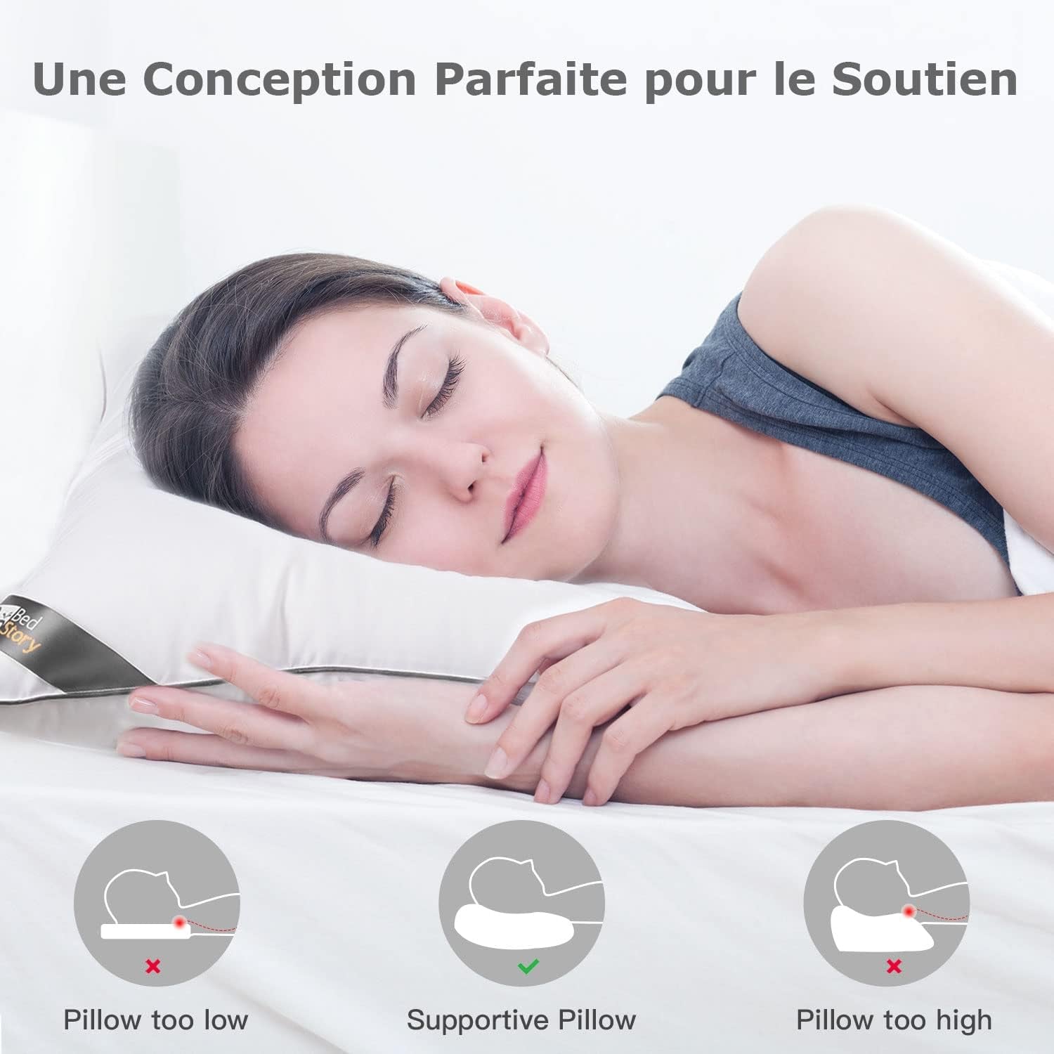 Pernă Bedstory, 50 X 70 Cm, 2 bucăți, Rezistent la mușcături, Respiră transpirația, Hipoalergenic, Umplutură: 100% fibră de poliester, Ultra-confort și confort moale și suport excelent Perne standard Naty Shop