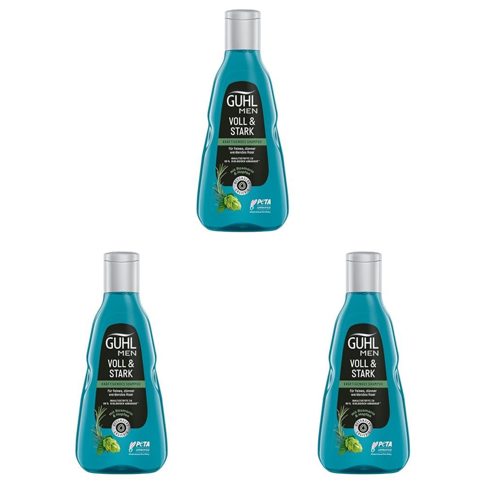 Guhl Men Full & Strong Shampoo - Tipul de păr: Subțire, fin, normal Duș și baie Guhl 3 x 250 ml