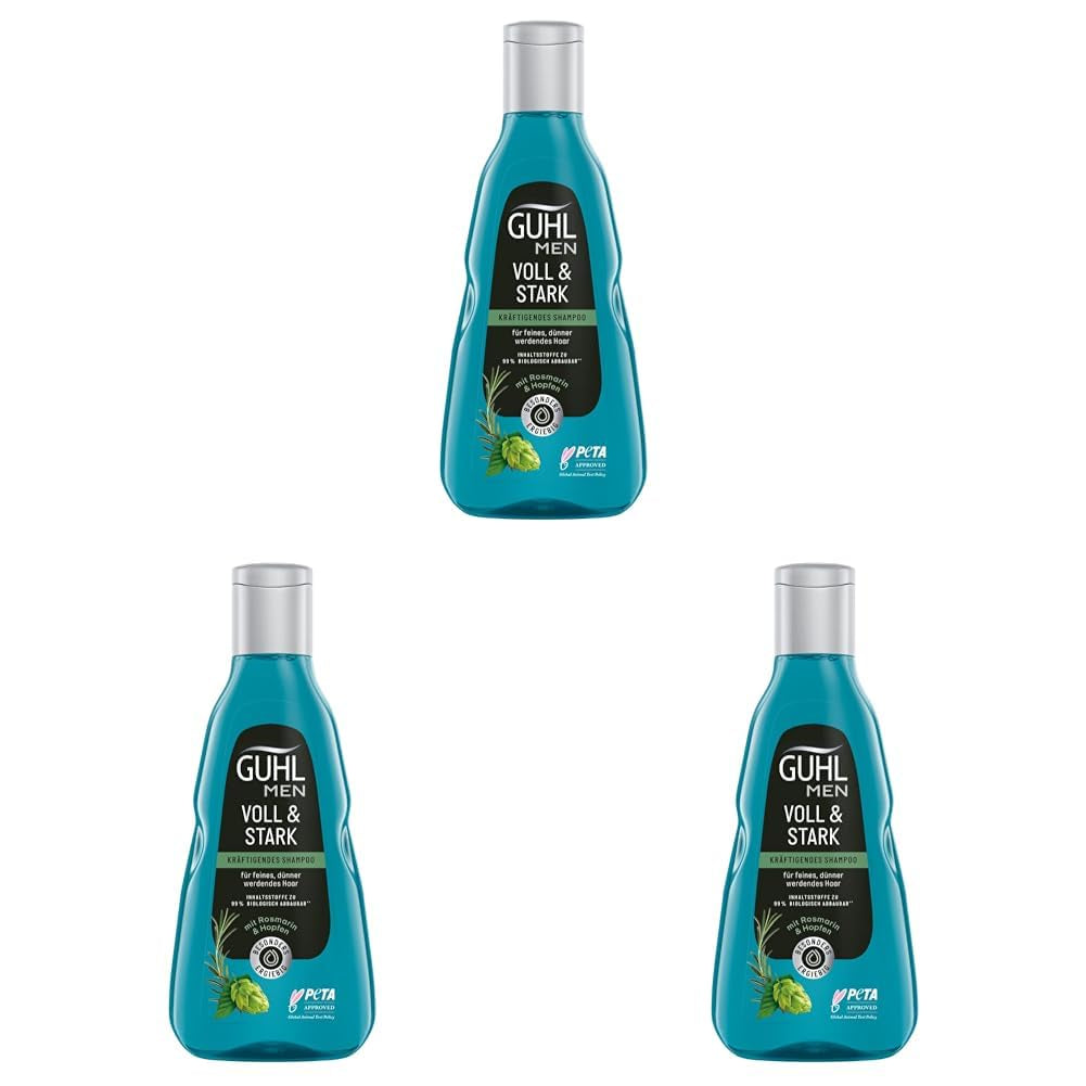 Guhl Men Full & Strong Shampoo - Tipul de păr: Subțire, fin, normal Duș și baie Guhl 3 x 250 ml