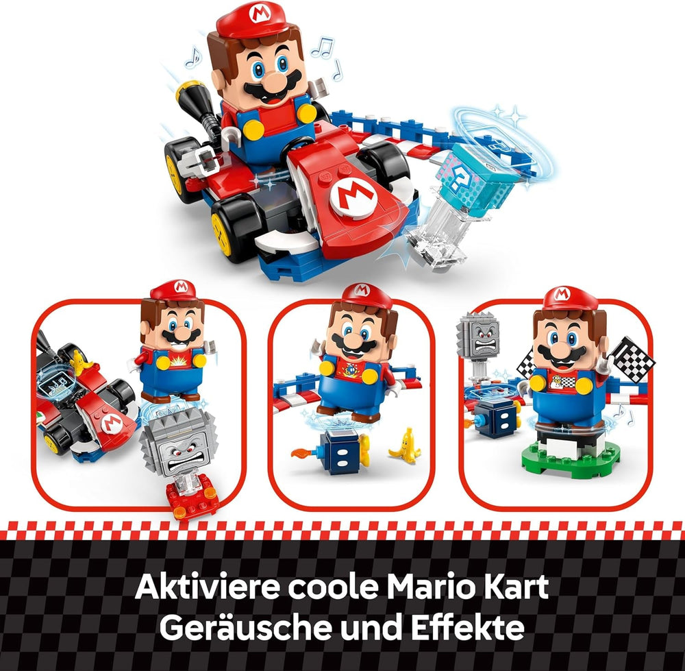 LEGO Mario Kart - Interaktiver Mario & Standard-Kart - Nintendo Spielzeug - Spiel Rennstrecke mit Auto, 3 Figuren, Podium & Barrieren - Gamer Geschenk für Jungen & Mädchen ab 7 Jahren - 72043
