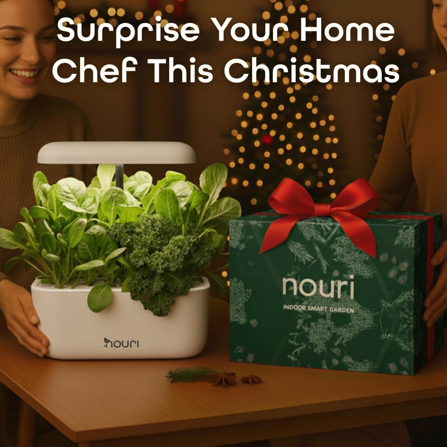 Nouri 7 Pod + Busuioc Heirloom | Grădină inteligentă pentru bucătari de acasă | Sistem de creștere hidroponică | Lumini LED de creștere | Kit de grădinărit cu plante aromatice de interior pentru iubitorii de plante și grădinari, Alb
