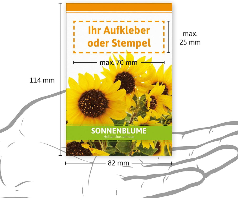 FLORTUS Sonnenblumen Samen Für Gastgeschenke (100 Tütchen) | Blumensamen Perfekt Als Dankeschön Geschenke, Werbegeschenke & Gastgeschenke Hochzeit