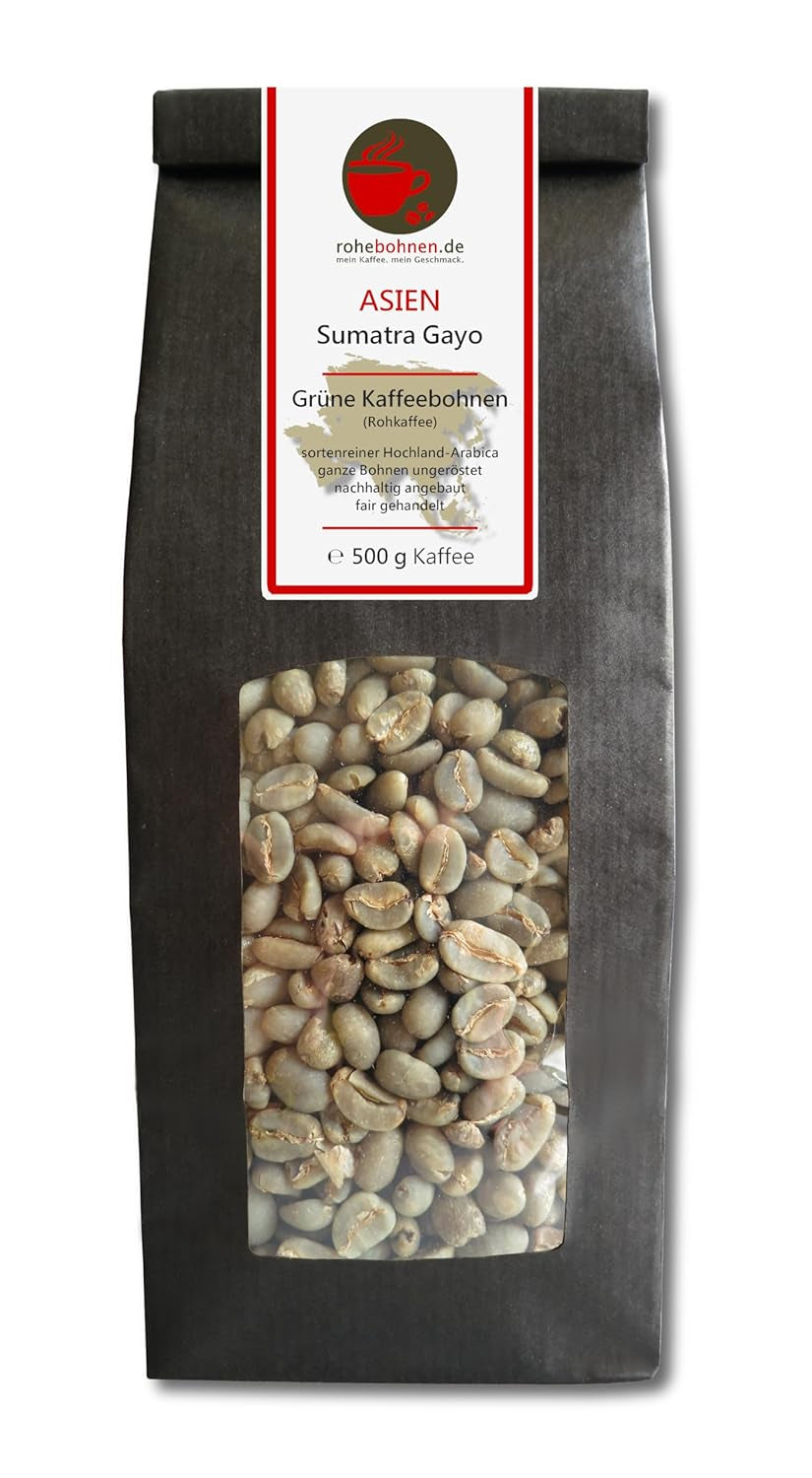 Cafea crudă - Cafea verde din Sumatra, Costa Rica, Brazilia (pachet redus boabe de cafea verde 3x500g) - certificată GMP